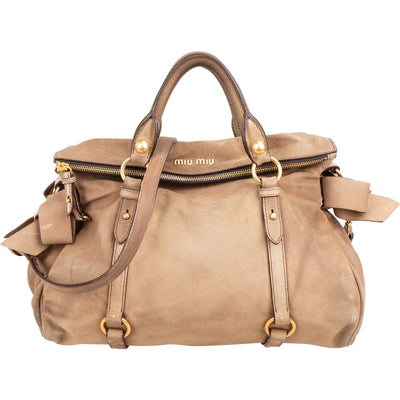 Miu Miu Brown Suede Bow Satchel Handbag