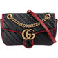Gucci Black Matelassé Leather Red Edges GG Marmont Crossbody Bag