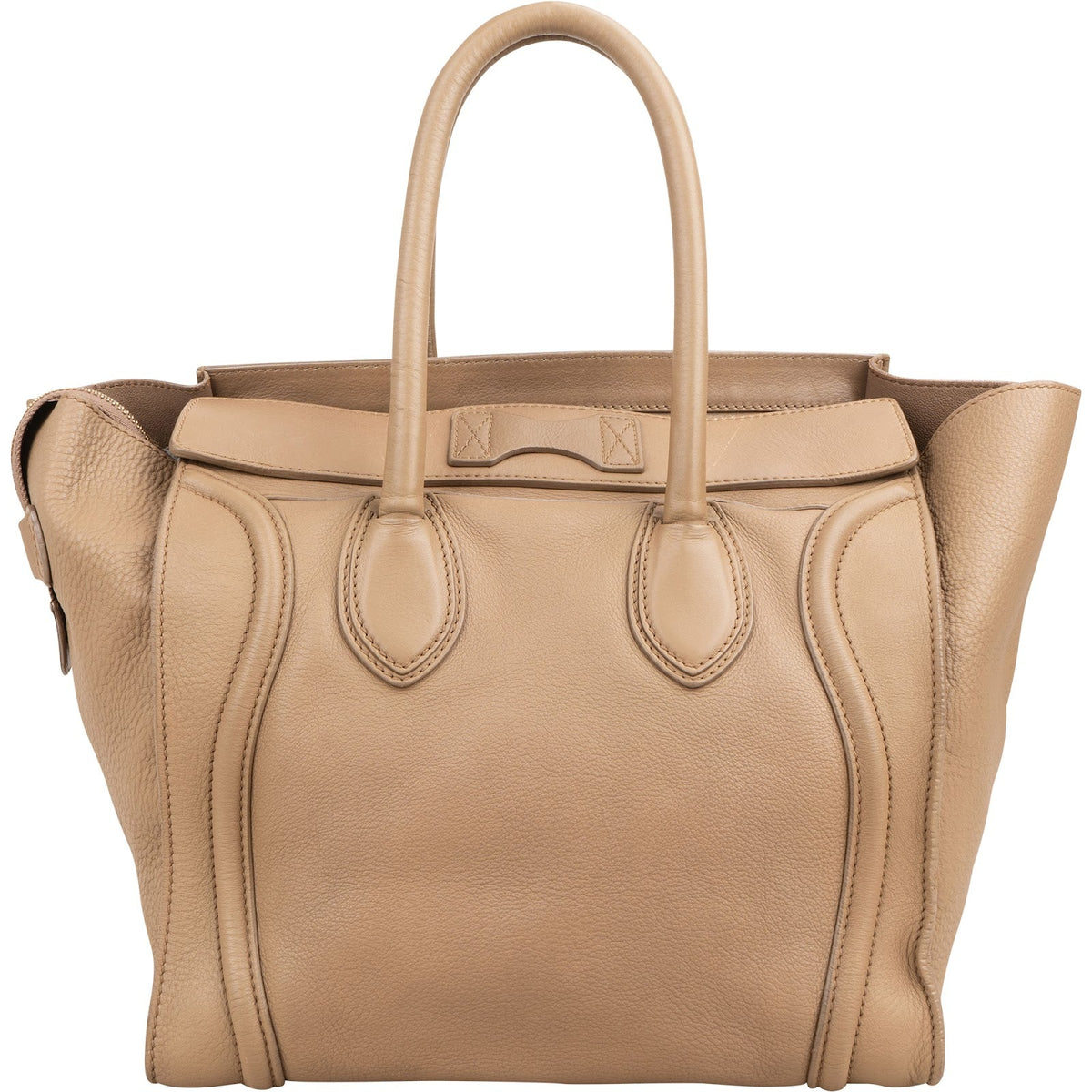 Céline Drummed Calfskin Luggage Tote Handbag