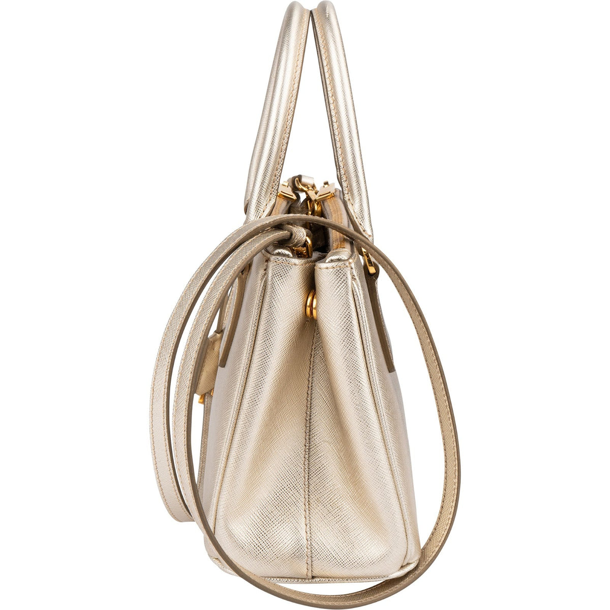 Prada Metallic Saffiano Leather Galleria Small Handbag