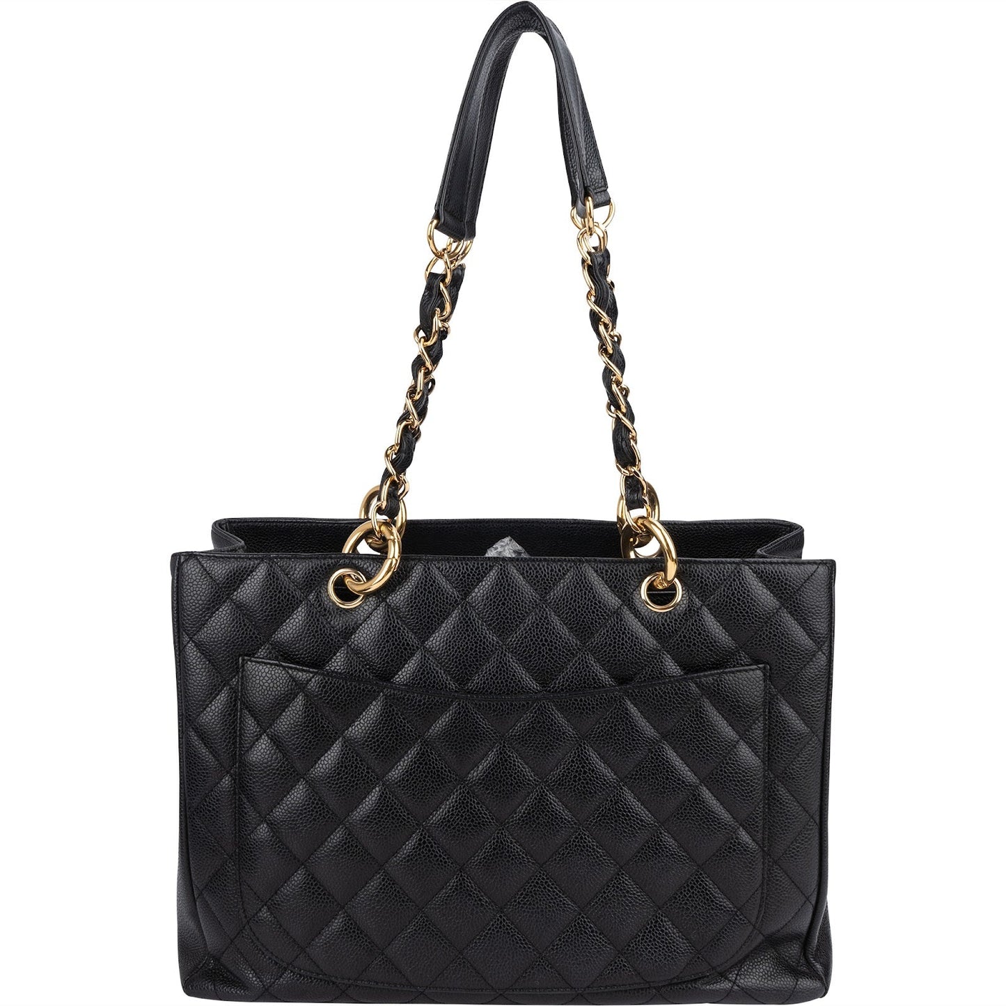 Chanel Quilted Caviar Leather CC Grand Shopping Tote Shoulder Bag