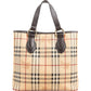 Burberry Haymarket Check Canvas Tote aus beschichtetem Canvas und Leder – Vorderansicht