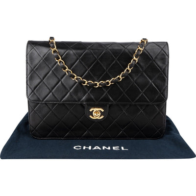 Chanel Quilted Lambskin 24K Gold Single Flap Shoulder Bag