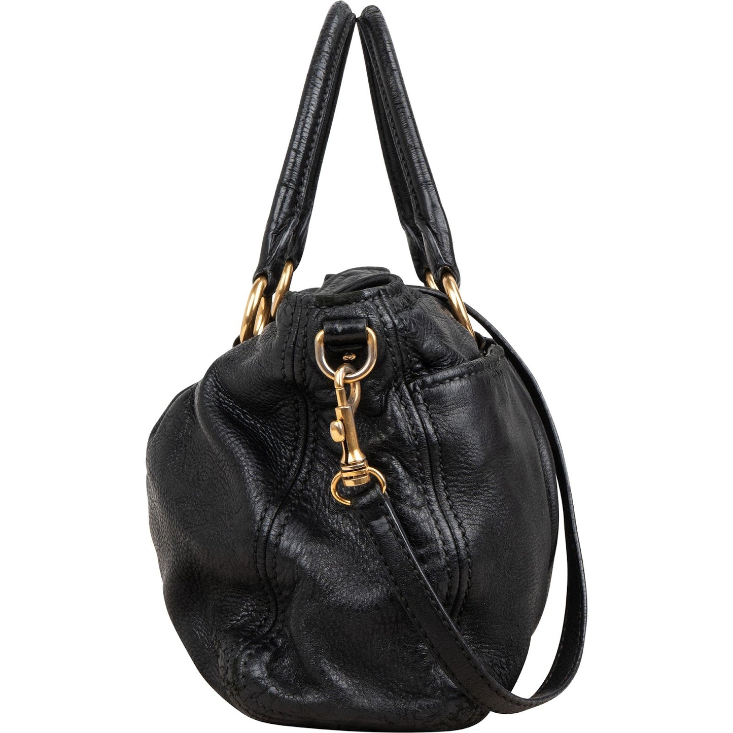 Miu Miu Vitelo Daino Turnlock Coffer Satchel Handbag