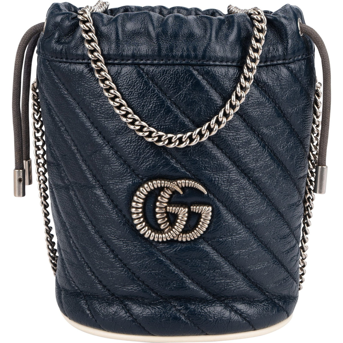 Gucci Matelassé Chevron Leather GG Marmont Mini Bucket Crossbody Bag