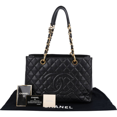 Chanel Quilted Caviar Leather Grand Shopping Tote Shoulder Bag
