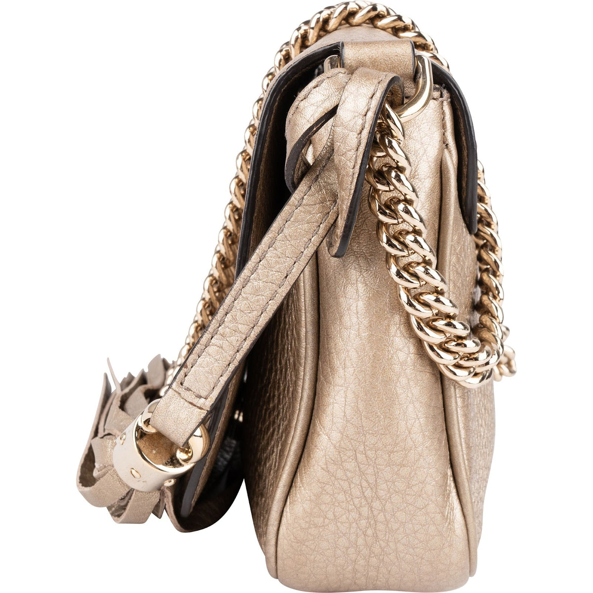 Gucci Soho Mini Saddle aus genarbtem Metallic-Leder – Ansicht 5