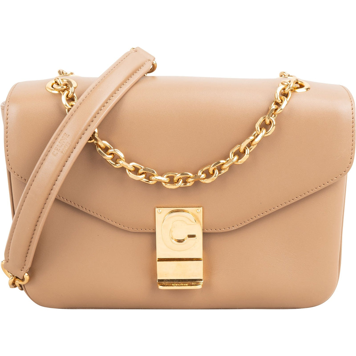 Celine Calfskin Classic Box Medium C Lock Crossbody Bag