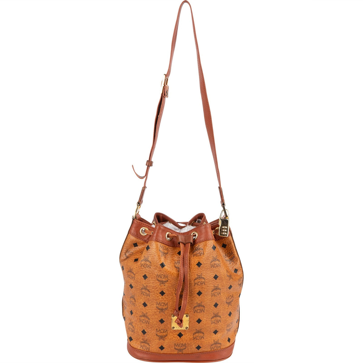 MCM Monogram Visetos Drawstring Bucket Crossbody Bag