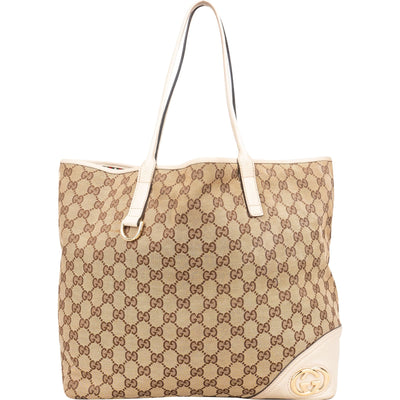 Gucci Monogram GG Canvas New Britt Tote Shoulder Bag