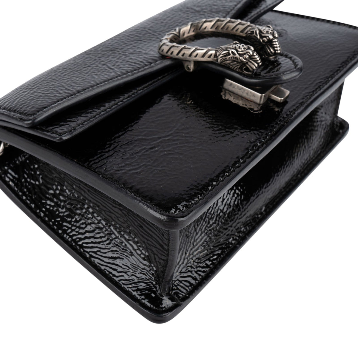 Gucci Wrinkled Patent Leather Dionysus Super Mini Crossbody Bag