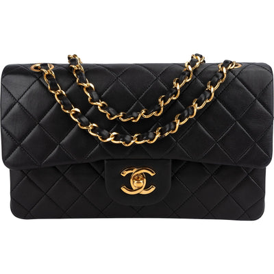 Chanel Quilted Lambskin 24K Gold Small Double Flap Shoulder Bag