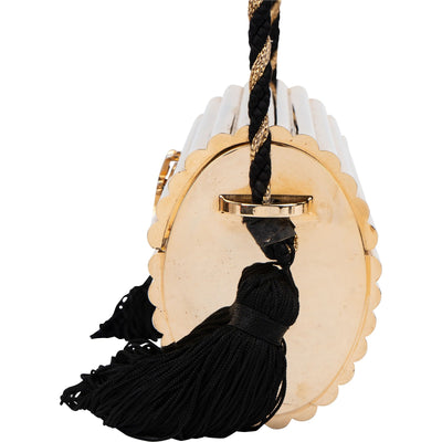 Saint Laurent Gold Tone Opium Tassel Minaudiere Handbag