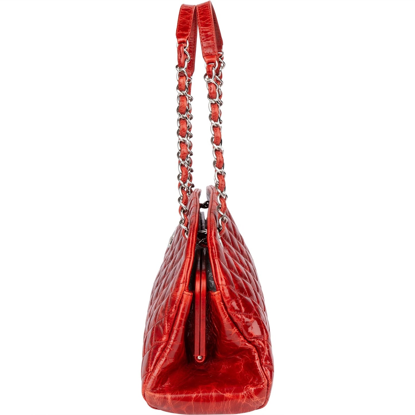 Chanel Quilted Quilted Crinkled Leather Just Mademoiselle Bowling Shoulder Bag