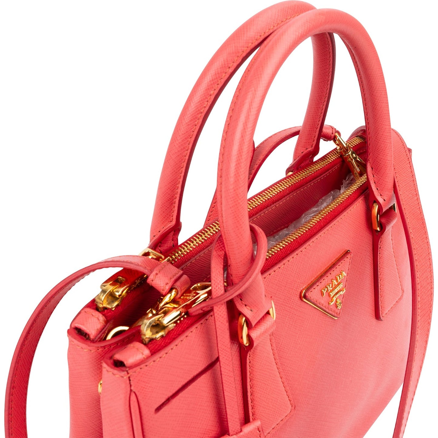 Prada Pink Saffiano Leather Small Galleria Handbag