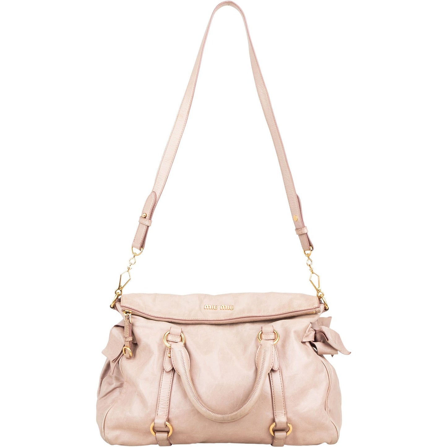 Miu Miu Vitello Lux Leather Bow Satchel Handbag