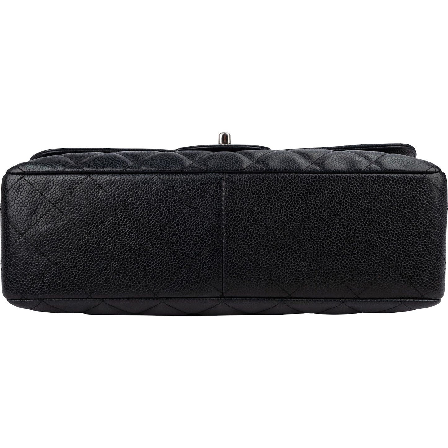 Chanel Quilted Caviar Leather Palladium Jumbo Single Flap Crossbody Bag