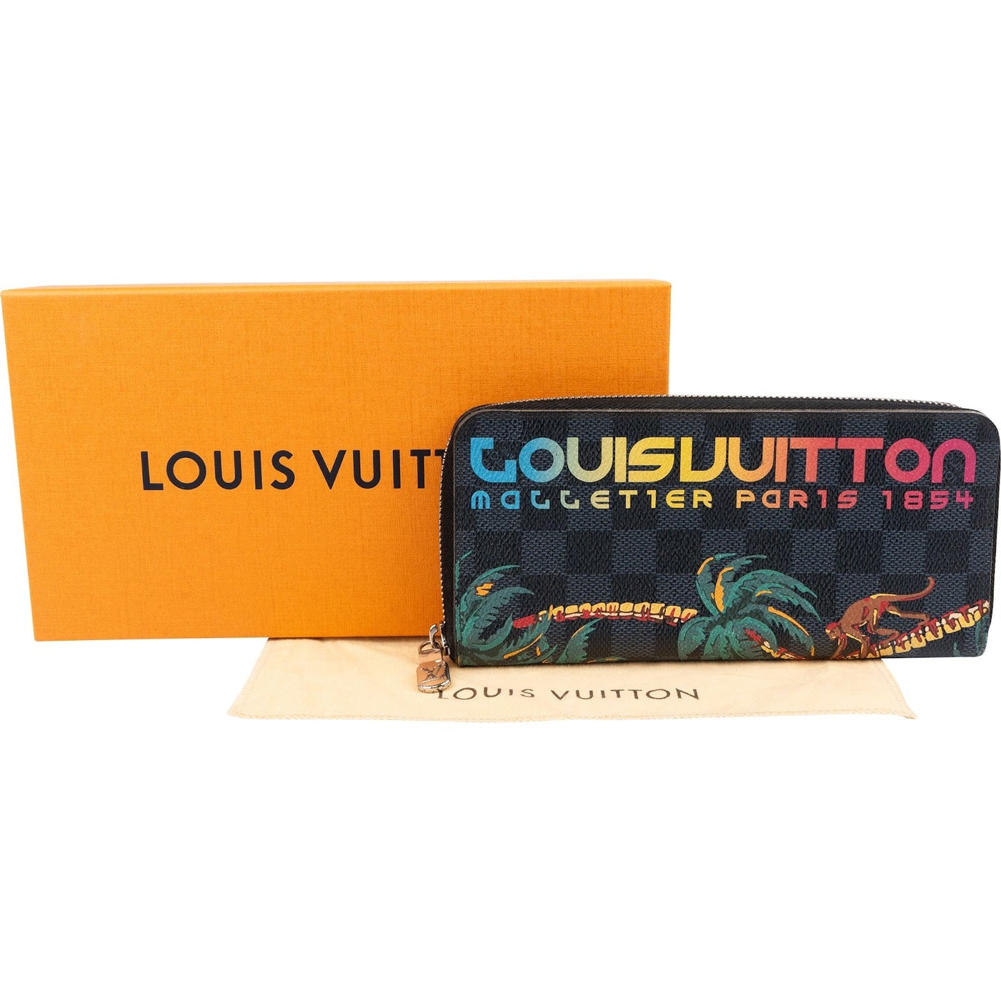 Louis Vuitton Monogram Damier Graphite Illustre Jungle Malletier Zippy Organizer Wallet