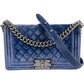 Chanel Blue Velvet Medium Boy Crossbody Bag