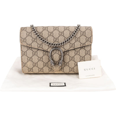 Gucci Monogram GG Supreme Canvas Dionysus Wallet On Chain Crossbody Bag