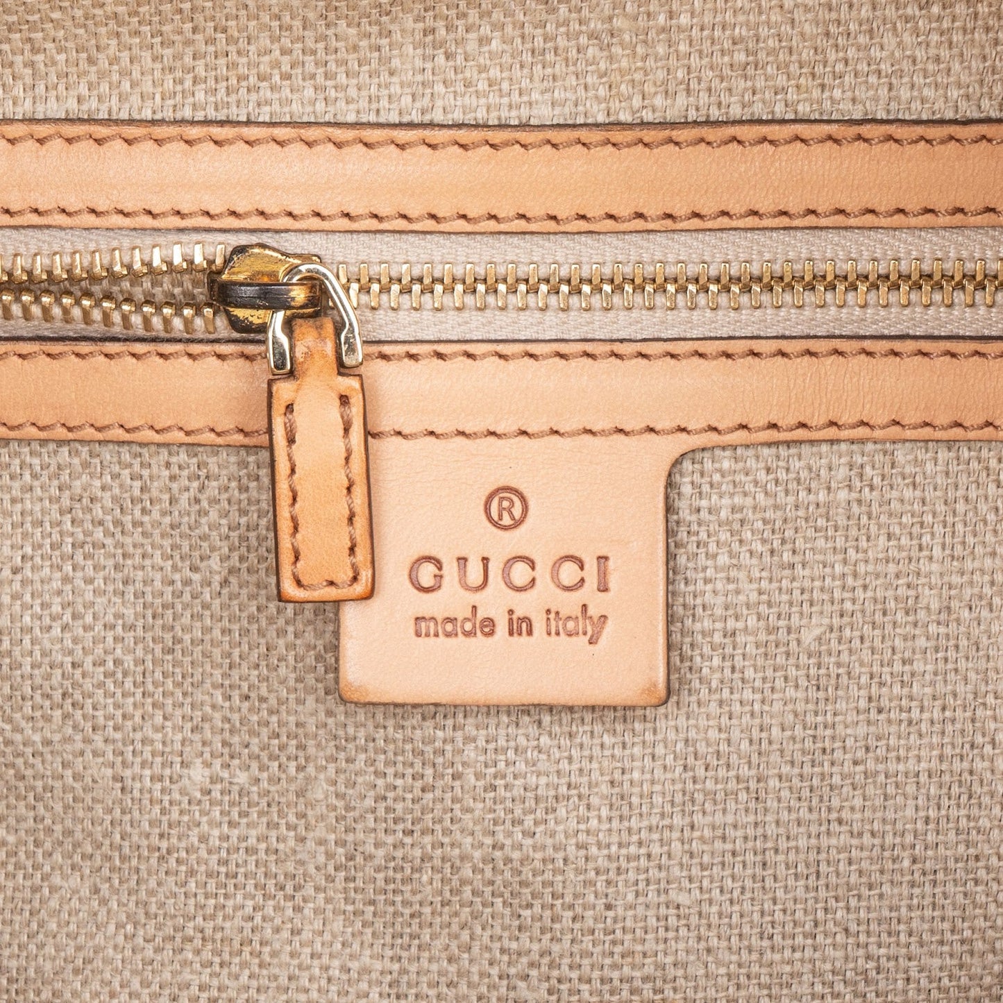 Gucci Leather and Canvas Flora Bamboo Handbag