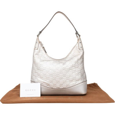 Gucci Silver Guccissima Leather Hobo Shoulder Bag