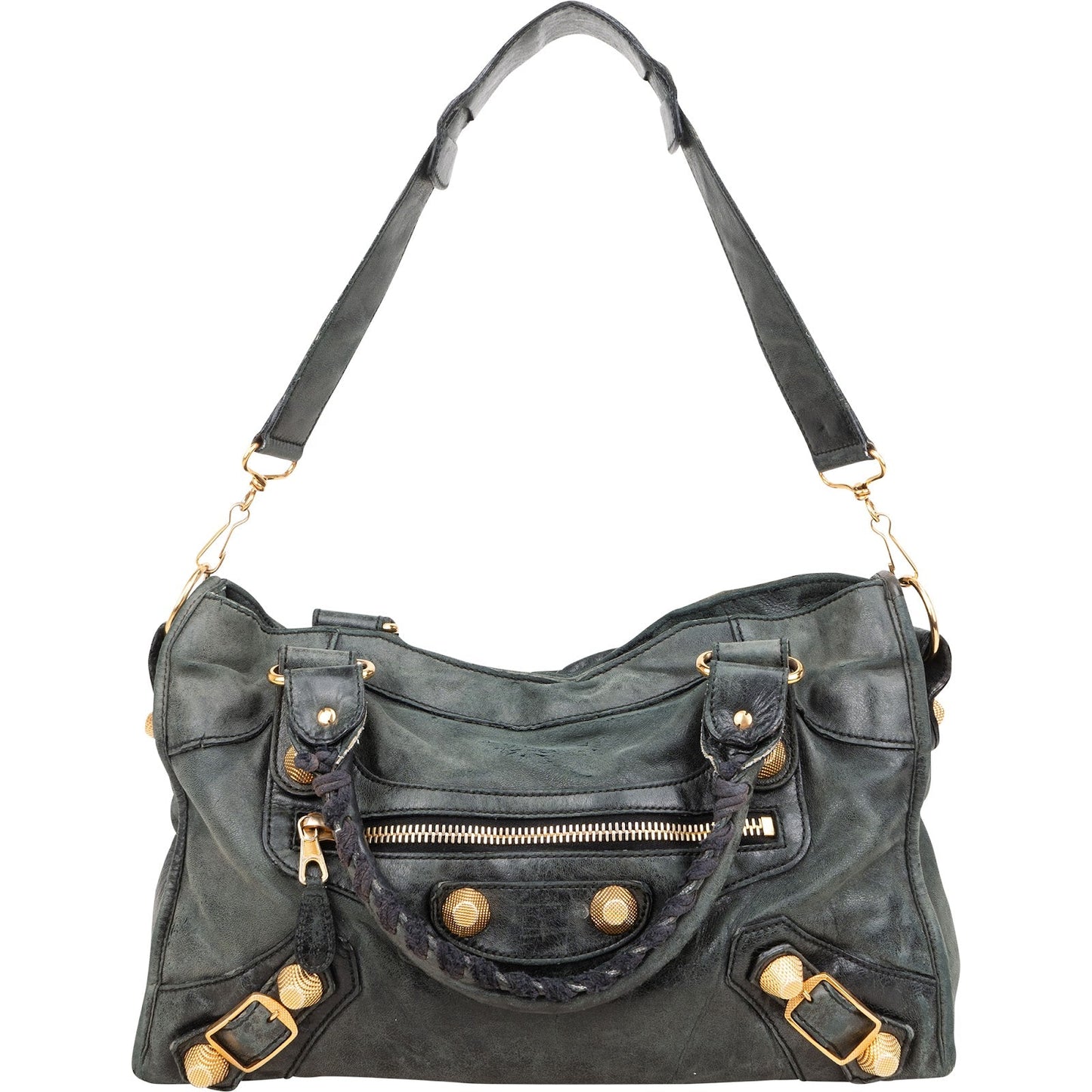 Balenciaga Dark Green Leather City Handbag