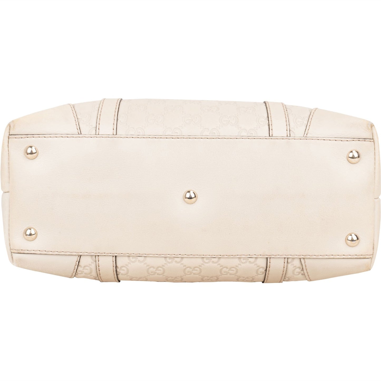 Gucci GG White Leather Guccissima Twin Heart Handbag