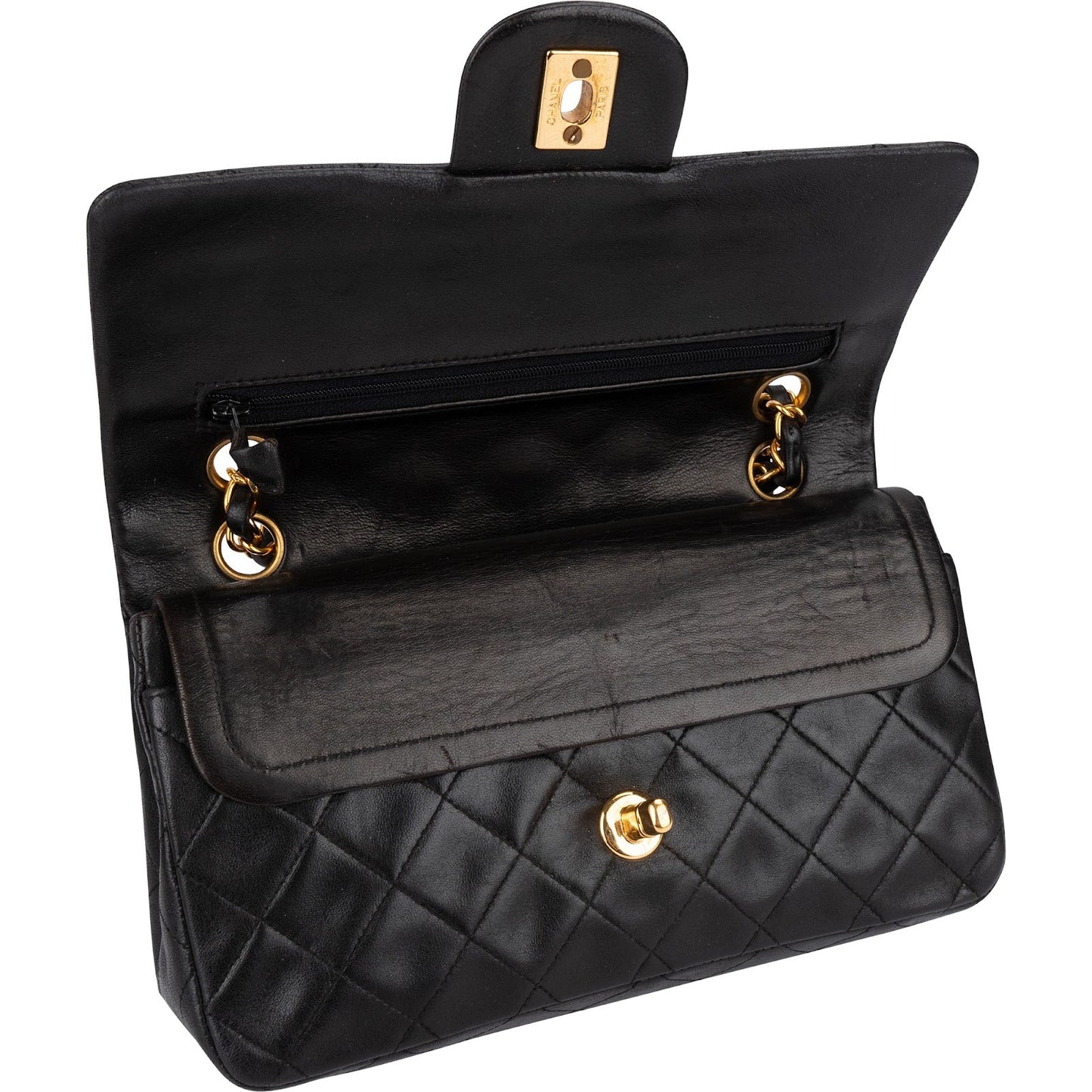 Chanel Quilted Lambskin 24K Gold Small Double Flap Shoulder Bag