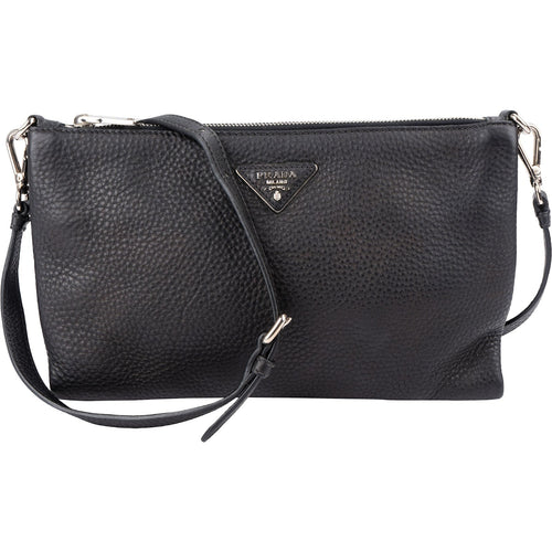 Prada Black Pebbled Leather Crossbody Bag