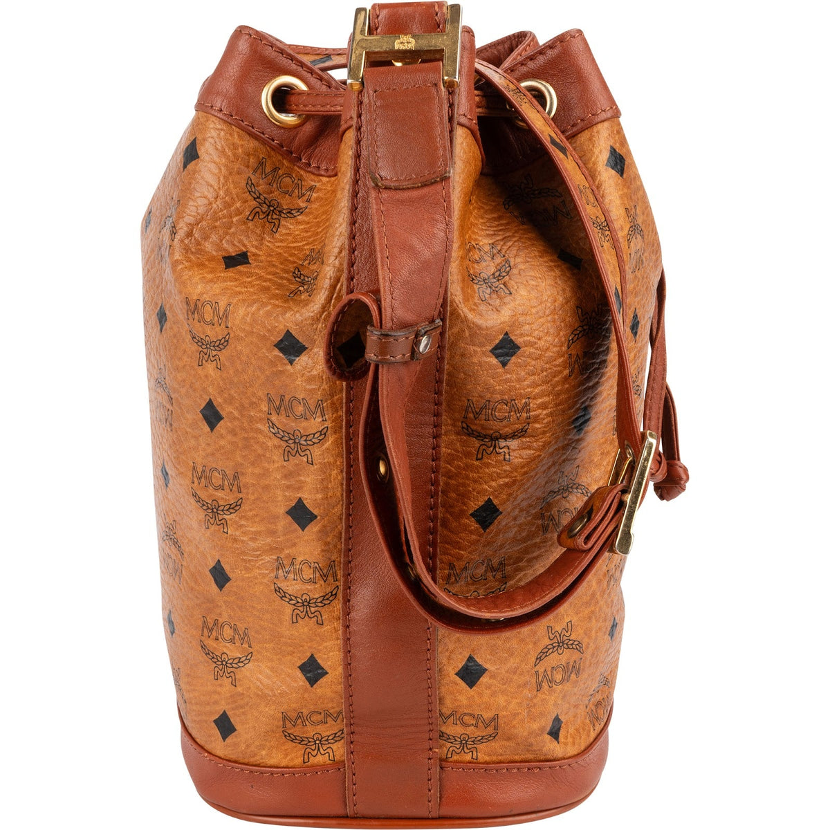 MCM Monogram Visetos Drawstring Bucket Crossbody Bag
