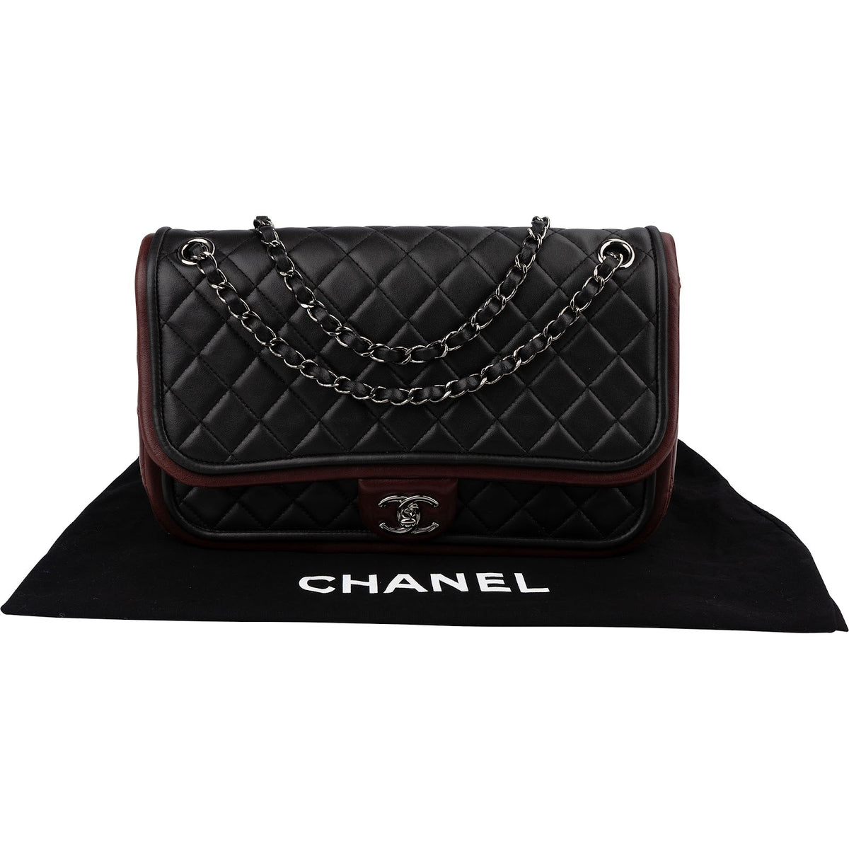 Chanel Quilted Lambskin Bicolor Jumbo Single Flap Shoulder Bag