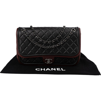 Chanel Quilted Lambskin Bicolor Jumbo Single Flap Shoulder Bag