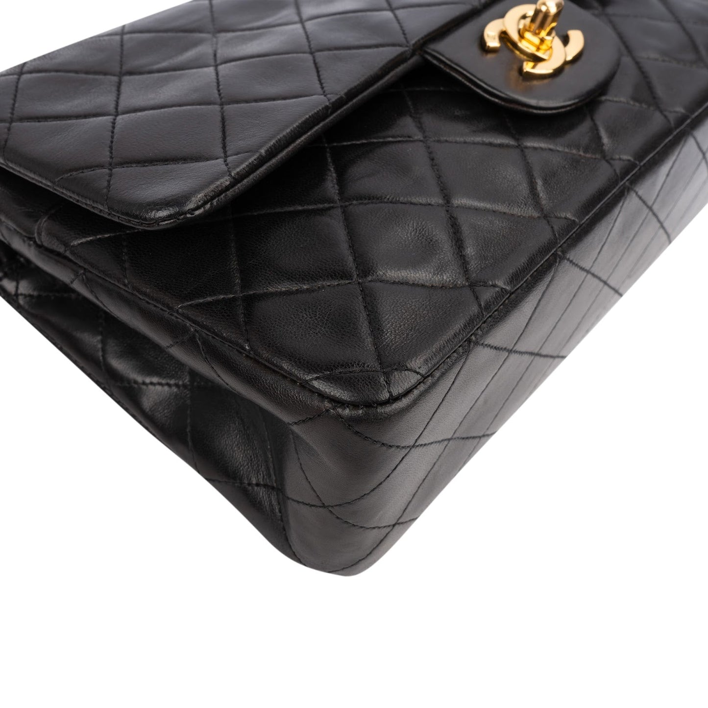Chanel Quilted Lambskin Medium 24K Gold Double Flap Shoulder Bag
