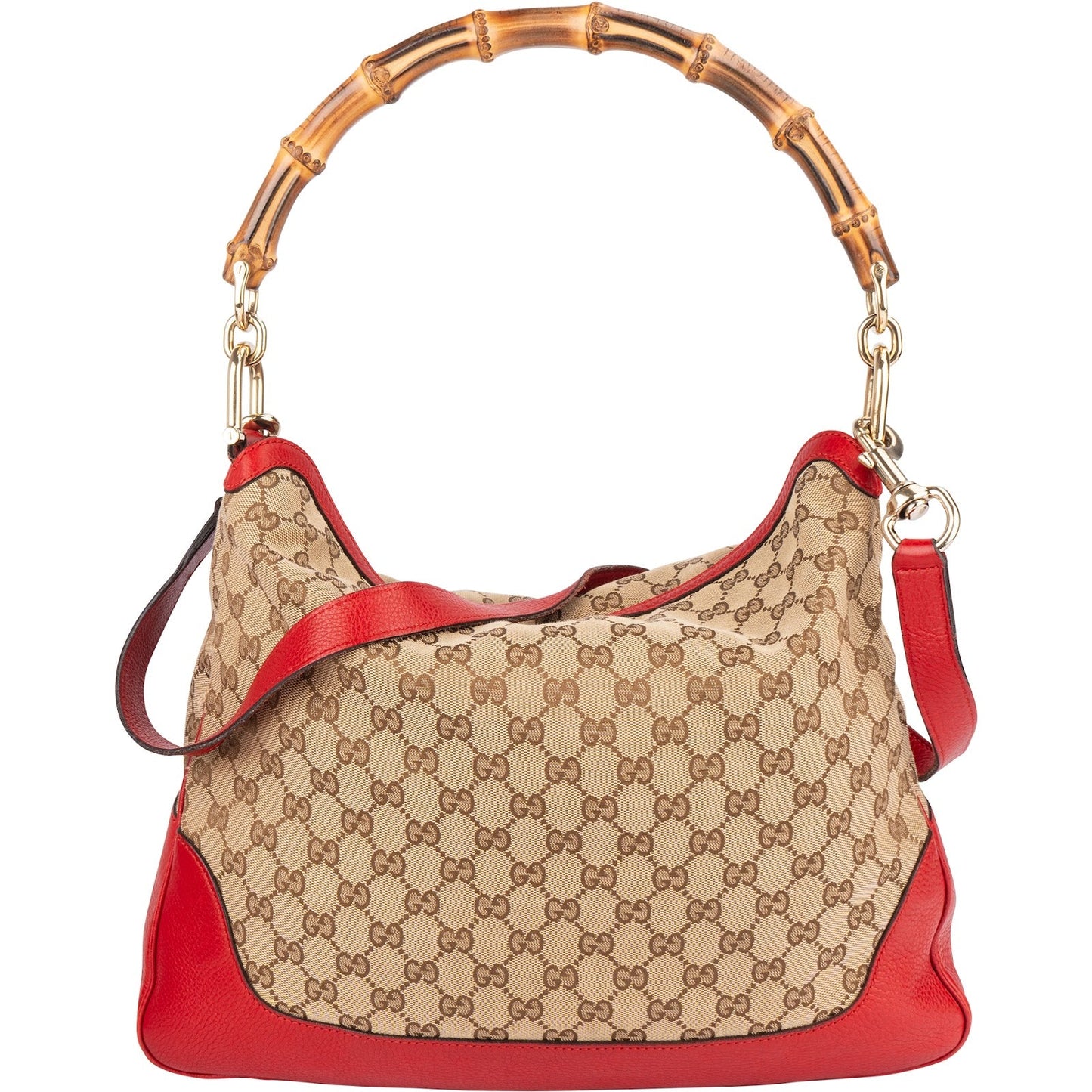 Gucci Monogram GG Bamboo Hobo Shoulder Bag