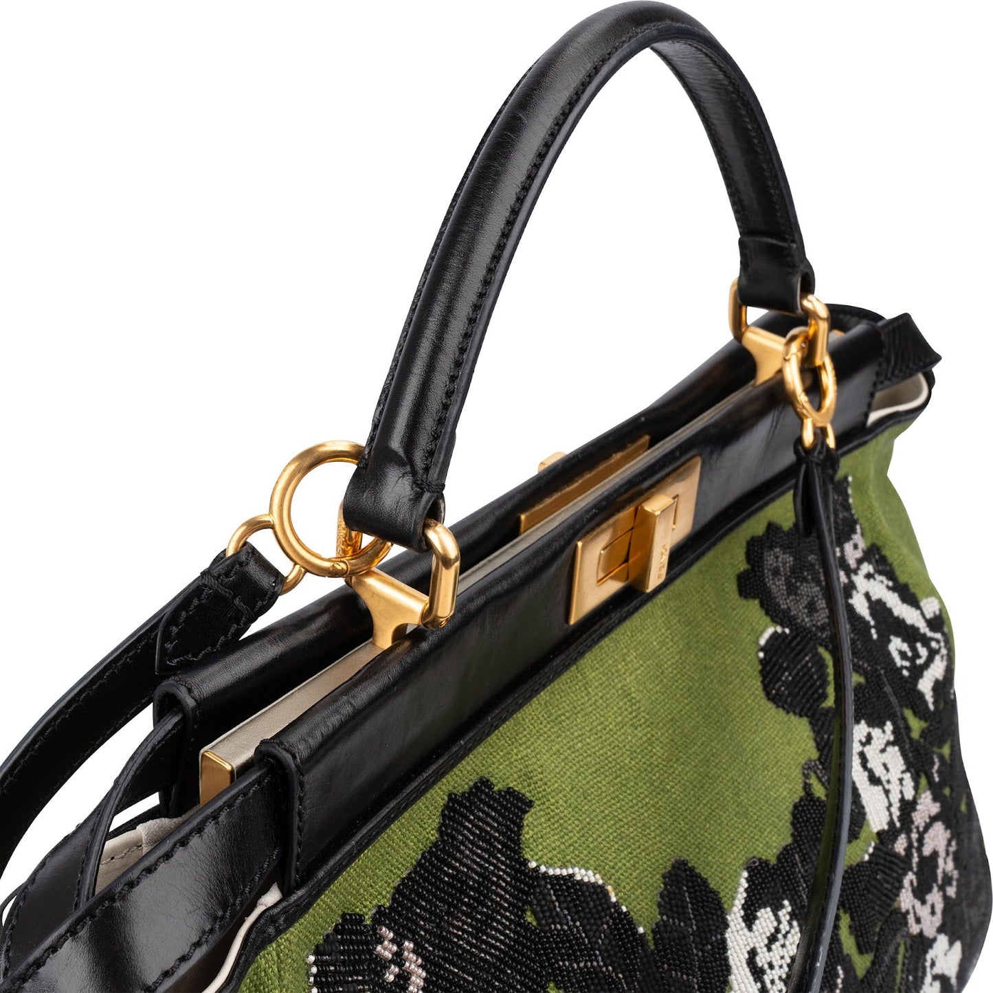 Fendi Limited Floral Embroidered Denim Peekaboo Handbag