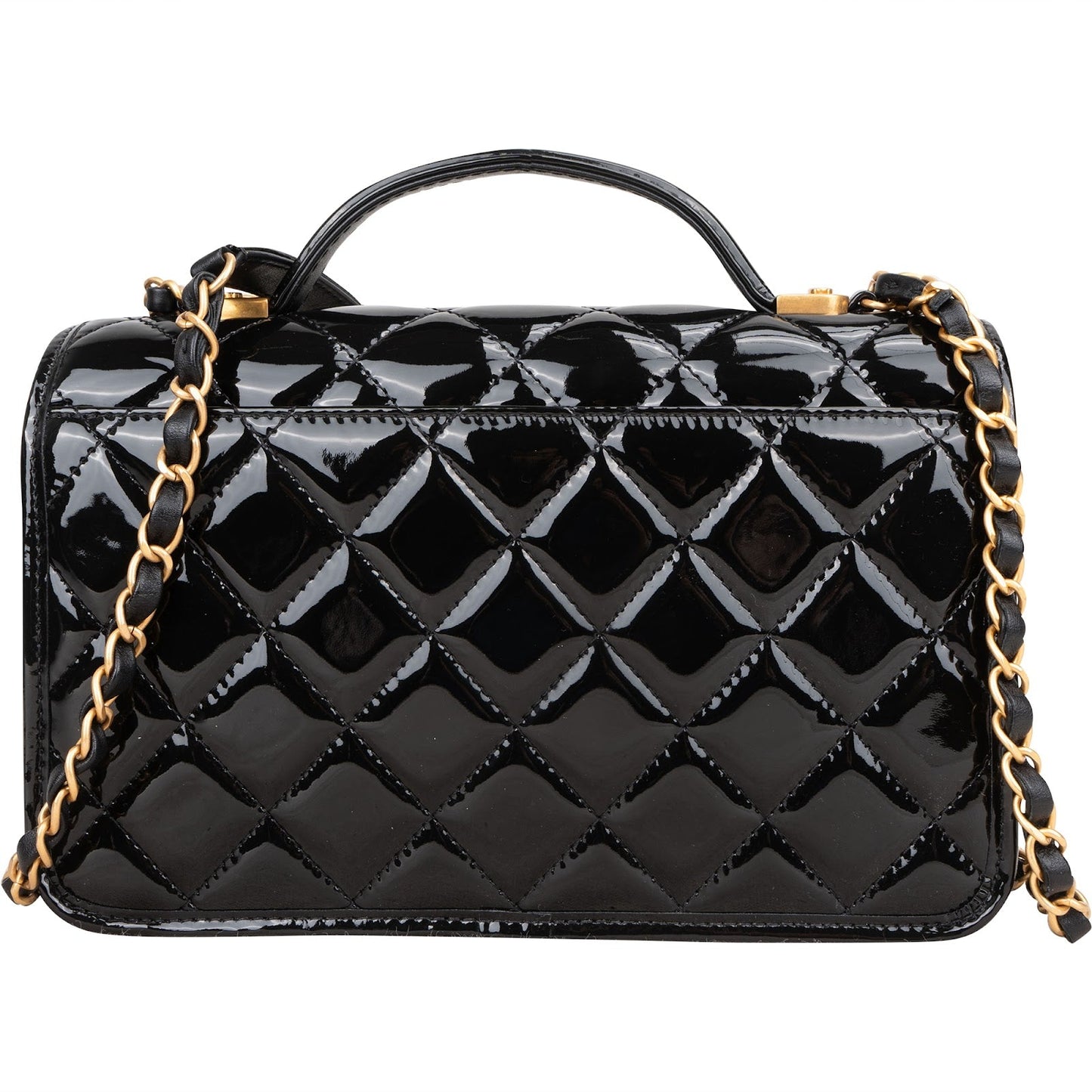 Chanel Quilted Patent Leather Top Handle Handbag