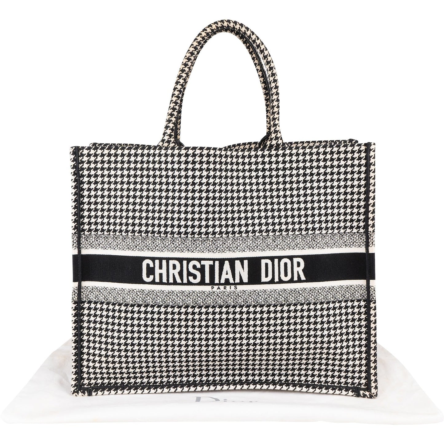 Christian Dior Houndstooth Monogram Canvas Book Tote Handbag