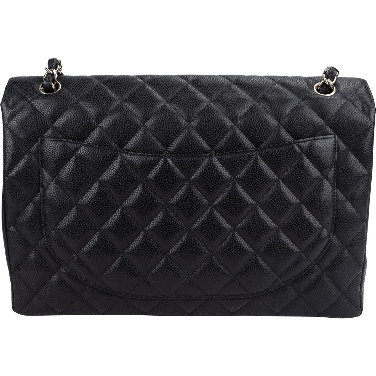Chanel Quilted Caviar Leather Palladium Maxi Single Flap Crossbody Bag