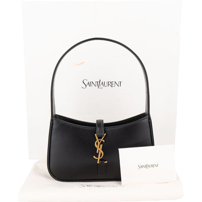 Saint Laurent Black Leather 5 à 7 Mini Hobo Handbag