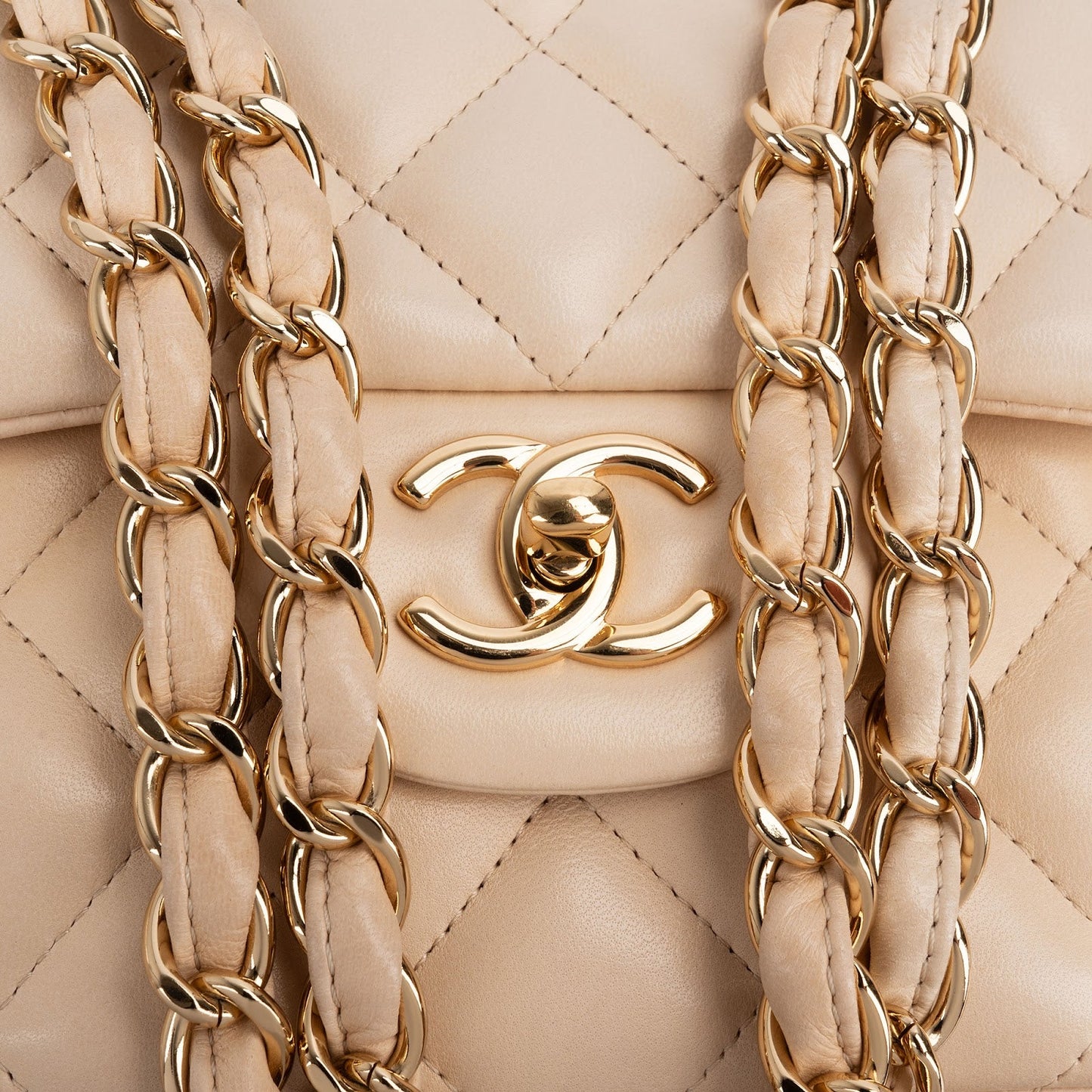 Chanel Quilted Lambskin Jumbo Double Flap Crossbody Bag