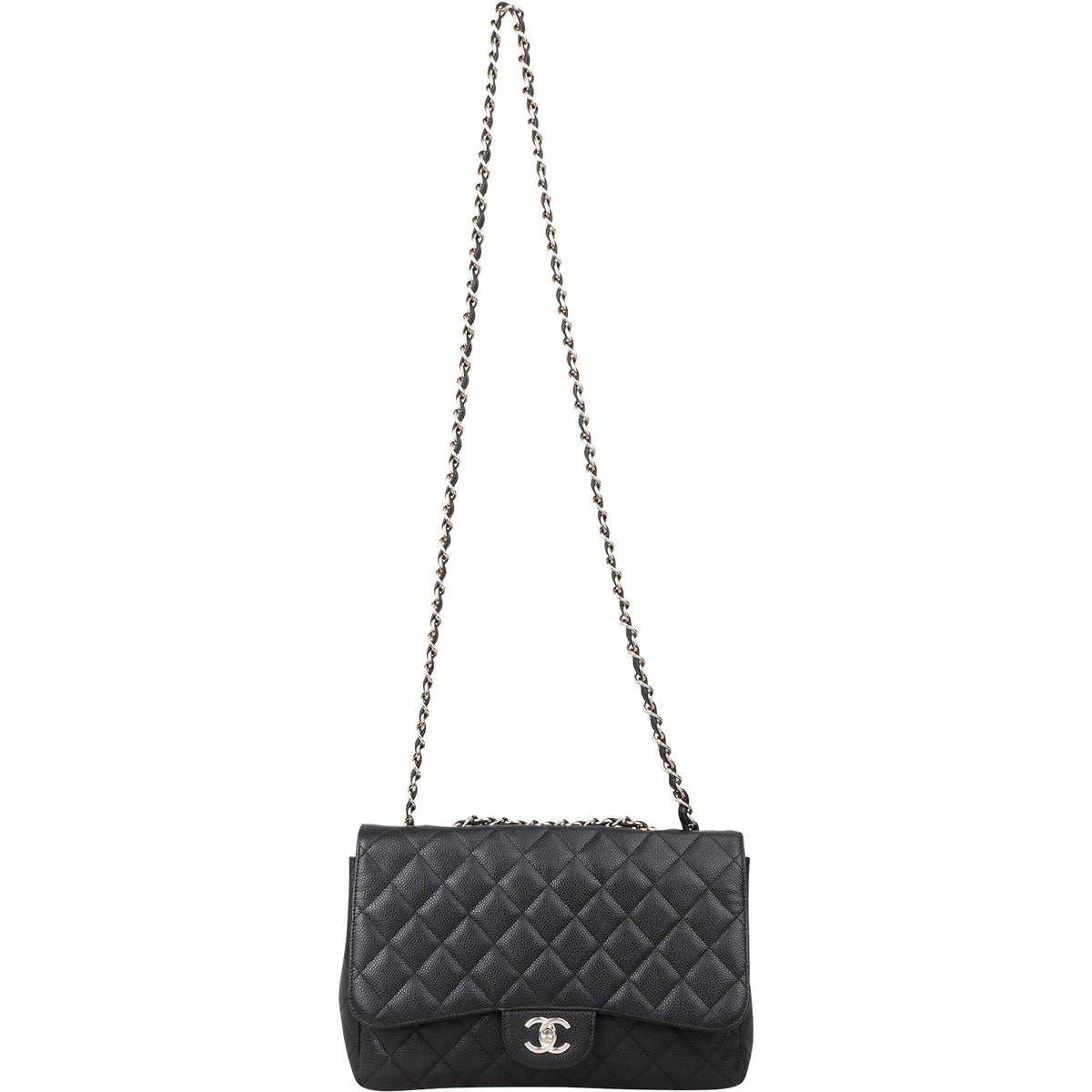 Chanel Quilted Caviar Leather Jumbo Single Flap Crossbody Bag