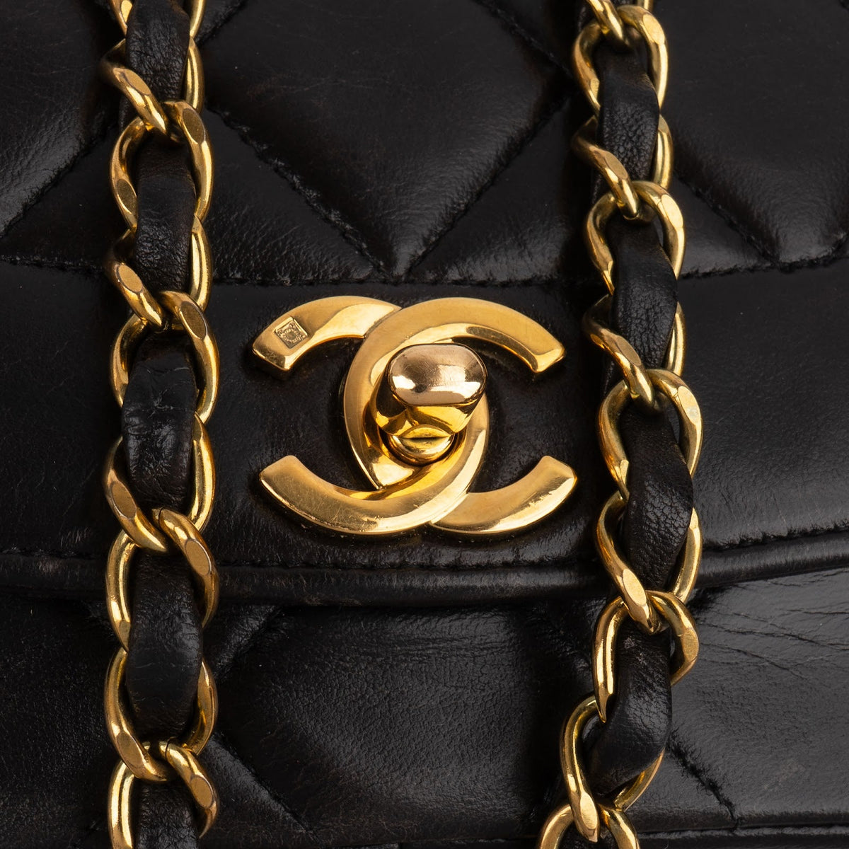 Chanel Quilted Lambskin 24K Gold Medium Diana Single Flap Crossbody Bag
