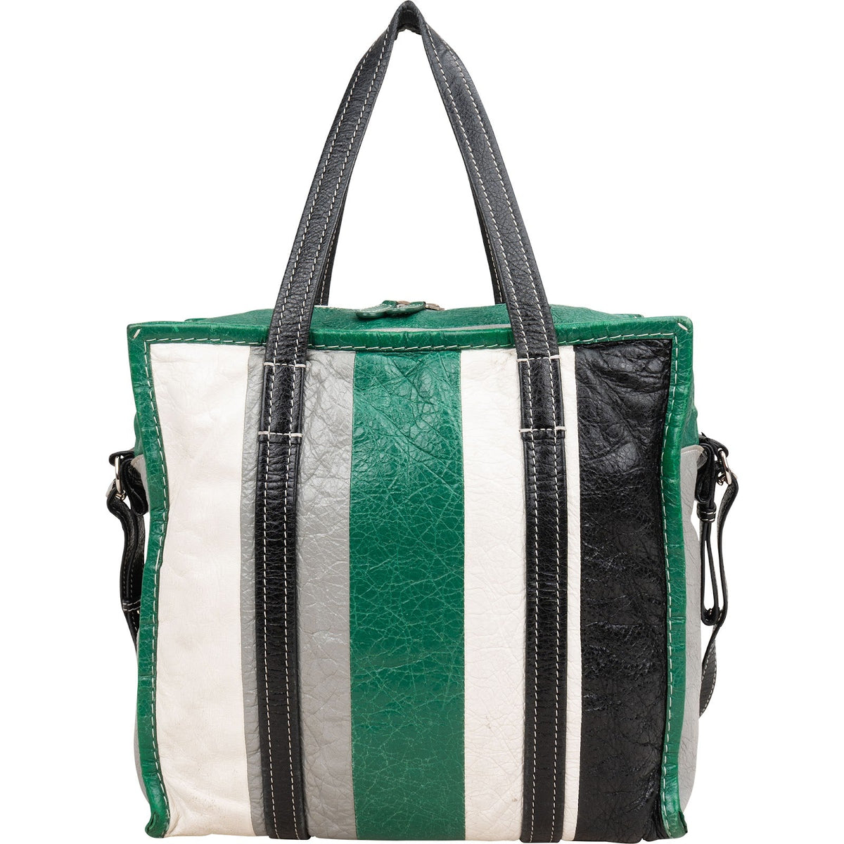 Balenciaga Bazar Small Tote aus dreifarbigem Kalbsleder – Ansicht 4