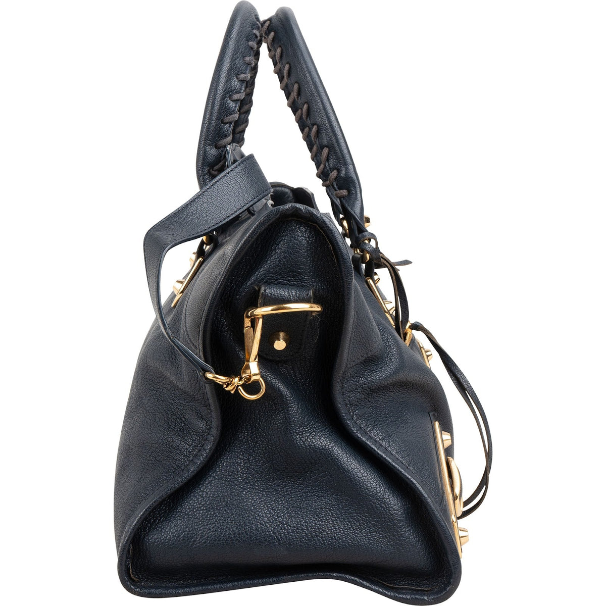 Balenciaga Navy Calfskin Leather Giant City Handbag