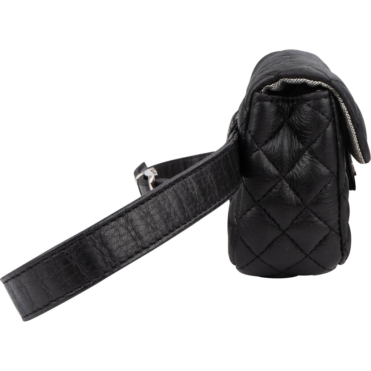 Chanel Noir Quilted Lambskin Palladium Uniform Belt Bag
