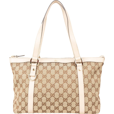 Gucci Monogram GG Canvas Abbey Tote Shoulder Bag