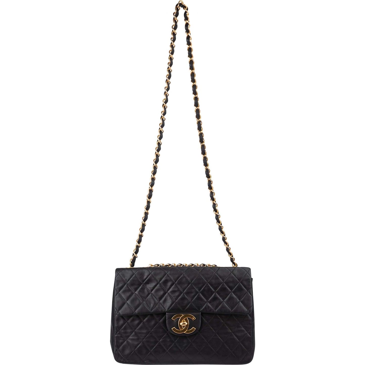 Chanel Quilted Lambskin 24K Gold Maxi Single Flap Crossbody Bag