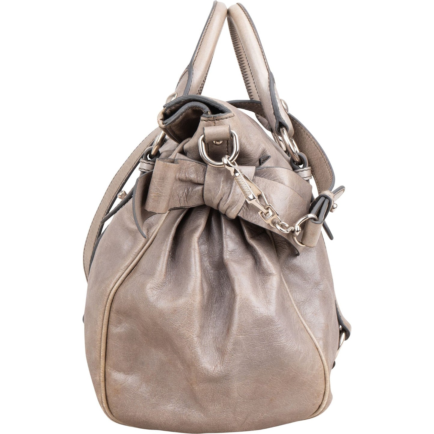 Miu Miu Vitello Lux Leather Bow Handbag