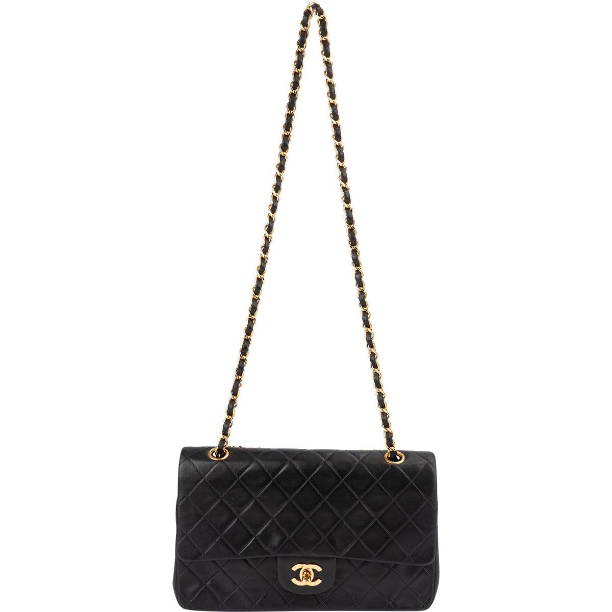 Chanel Quilted Lambskin 24K Gold Medium Double Flap Shoulder Bag